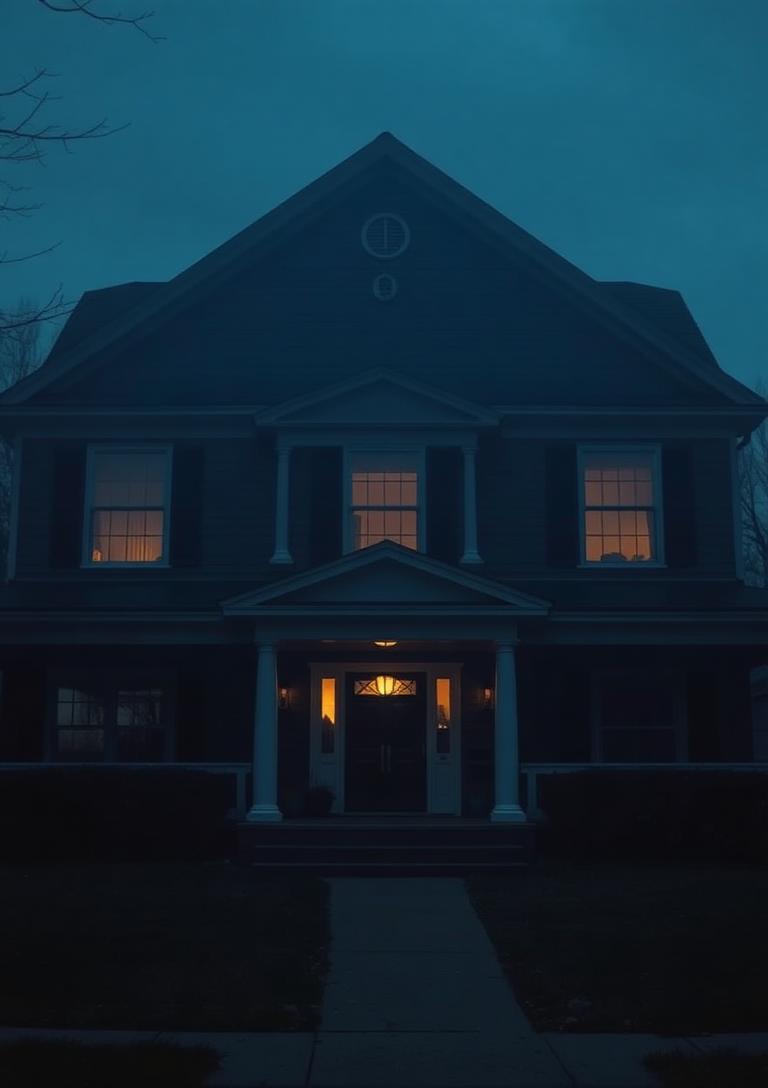 Suburban Missouri home exterior at dawn under an overcast sky